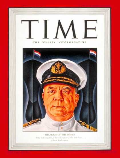 Time - Vice-Admiral Helfrich - Mar. 9, 1942 - Holland - Military - Navy