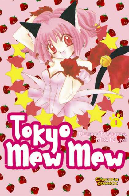 Tokyo Mew Mew 1 - Girl - Pink Hair - Red Dress - Gold Stars - Strawberries