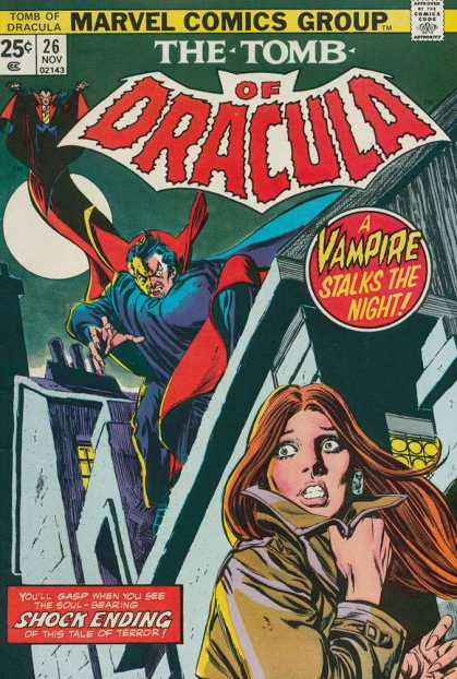 Tomb of Dracula 26 - Marvel Comics - A Vampire Stalks The Night - Shock Ending - Tale Of Terror - Trenchcoat