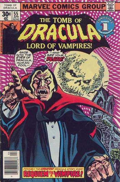 Tomb of Dracula 55 - Moon - Skull - Haunted House - Requiem For A Vampire - Gaze Into The Eyes Of Dracula Human Fool - Gene Colan