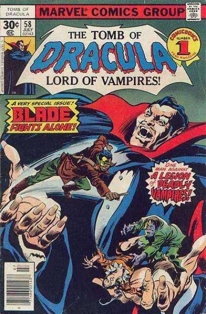 Tomb of Dracula 58 - Lord Of Vampires - Vampires - Blade Fights Alone - A Legion Of Deadly Vampires - Vampire Cape - Gene Colan