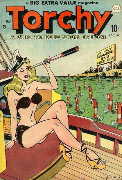 Torchy 4 - Sexy Woman In Bikini - Sailor Hat - Periscopes - Telescope - Boat