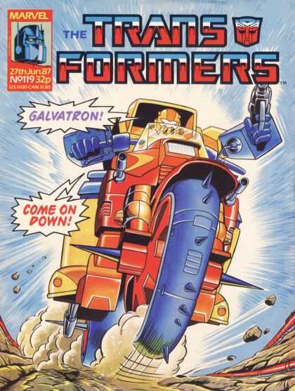 Transformers (UK) 119 - Galvatron - Motorcycle Robot - Gun - Ground - Come On Down