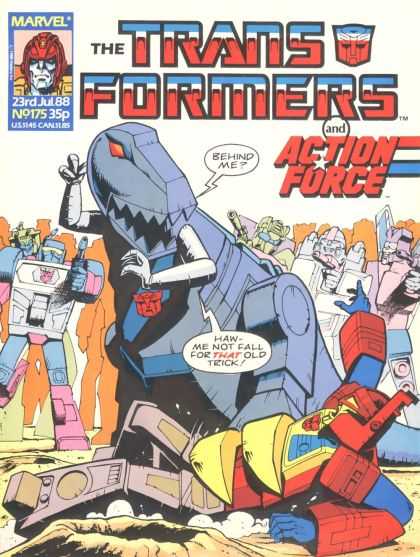 Transformers (UK) 175 - And Action Force - Marvel Comics - Robot - Dinosaur - Fight