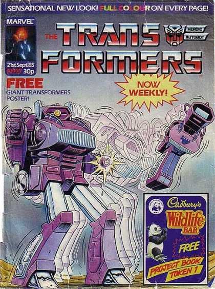 Transformers (UK) 27 - Full Color On Every Page - Robot - Gun - Project Book Token 1 - Wildlife Bar