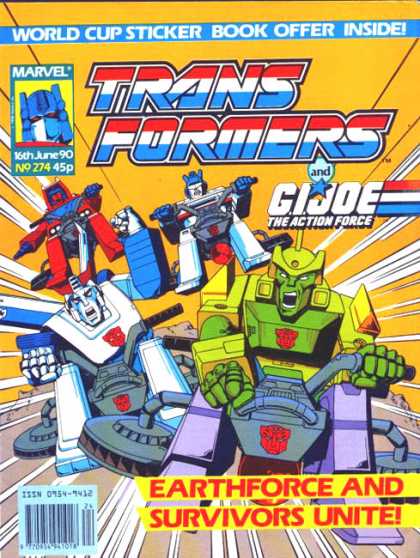 Transformers (UK) 274 - World Cup Sticker Book - Gi Joe - Action Force - Marvel No 274 - Earthforce And Survivors
