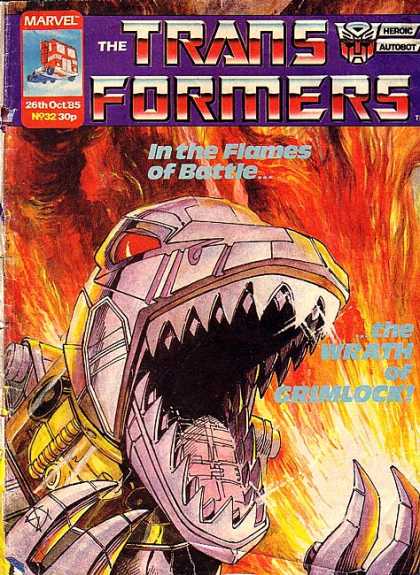 Transformers (UK) 32 - More Than Meets The Eye - Uk Version Of An American Favorite - Flames - Robots - Cars Turn Into Robots