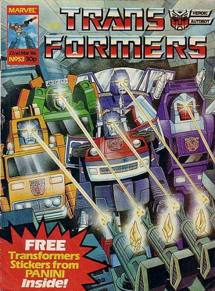 Transformers (UK) 53 - Marvel - Robots - Blasters - Stickers From Panini - Battle