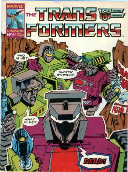 Transformers (UK) 61 - Robots - Buster Witwicky - Dead - Poster - Guns