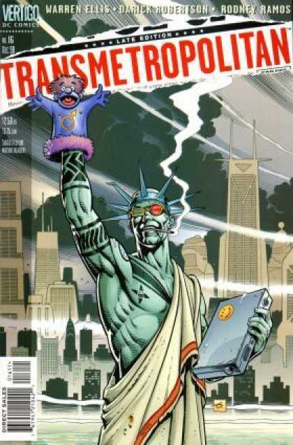 Transmetropolitan 16 - Smoking - Statue Of Liberty - Torch - Skyscrapers - Hand Puppet - Dave Gibbons
