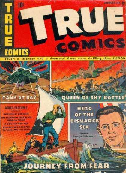 True Comics 26 - Tank At Bay - Airplane - War - Hero Of The Bismarck Sea - Journey From Fear