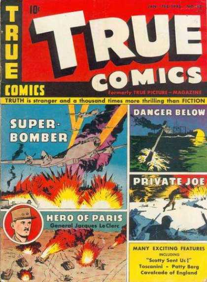 True Comics 42 - Super Bomber - Battleship - Tanks - Private Joe - Hero Of Paris General Jacques Leclerc