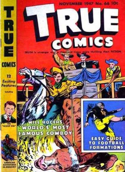 True Comics 66 - Horse - Cowboys - Flame - Football - Bull
