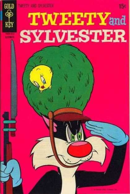 Tweety and Sylvester 16 - Gold Key - Bird - Cat - Hat - Rifle