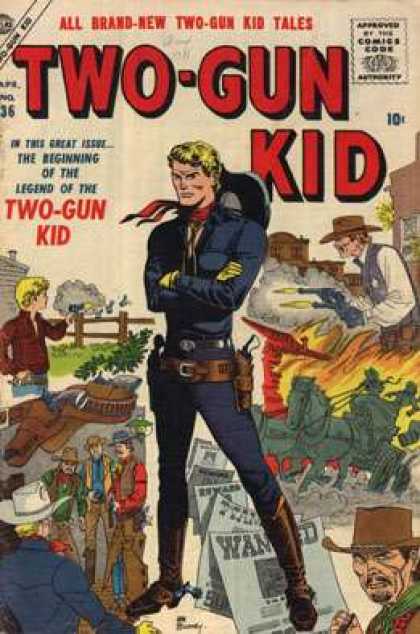 Two-Gun Kid 36 - Cowboy - Pistols - Fence - Holster - Hat