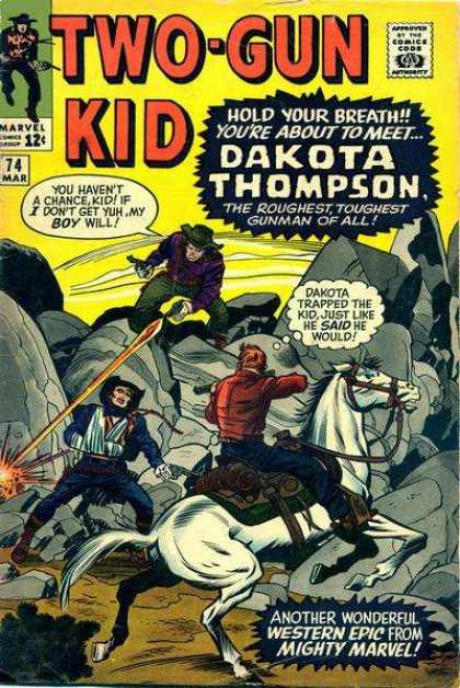 Two-Gun Kid 74 - Dakota Thompson - The Roughest Toughest Gunman Of All - Arm In Sling - White Horse - Hold Your Breath - Jack Kirby
