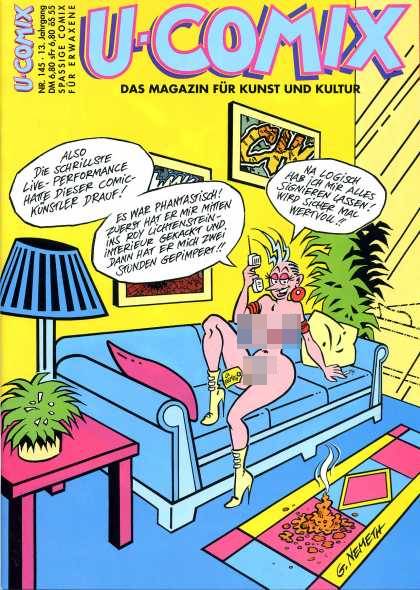 U-Comix 143 - Naked Lady - Blue Couch - Green Fens - Yellow Backing - Tag In Private Area