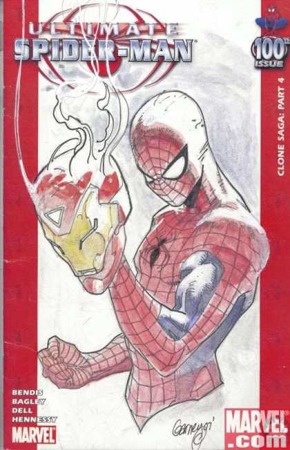 Ultimate Spider-Man 100 - Ron Garney - Spider-man - Iron Man - Marvel Comics - Spider-man Vs Ironman - Masks