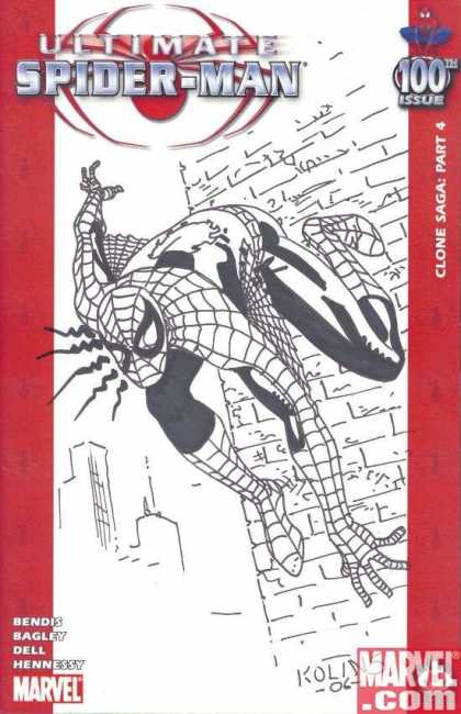 Ultimate Spider-Man 100 - Scott Kolins - Bendis Bagley Dell Hennessy - Black And White - Wall Climbing - Clone Saga Part 4 - Spider Sense