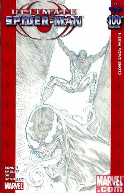 Ultimate Spider-Man 100 - Tim Seeley - Black And White - Clone Saga Part 4 - 100th Issue - Bendis - Venom