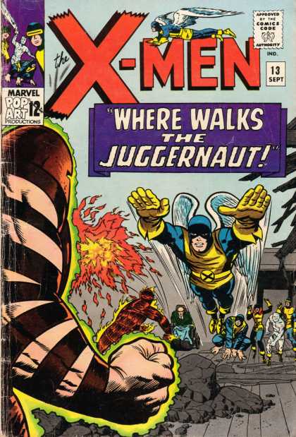 Uncanny X-Men 13 - Human Torch - Juggernaut - Angel - Broken Rocks - Team Of Heros - Jack Kirby, Joe Sinnott