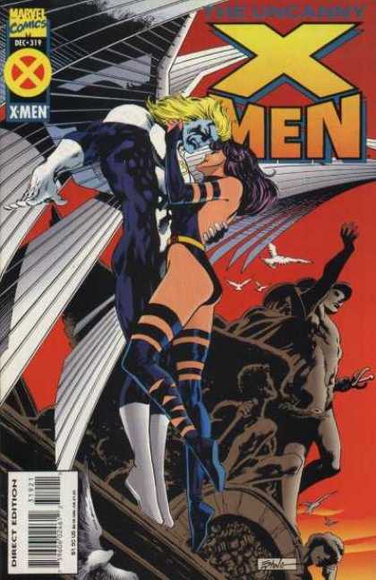 Uncanny X-Men 319 - Angel - Statue - Kiss - Birds - Wings - Steve Epting