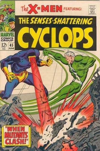 Uncanny X-Men 45 - Cyclops - The Senses-shattering Cyclops - When Mutants Clash - Red Laser Beam - Melted City - John Buscema