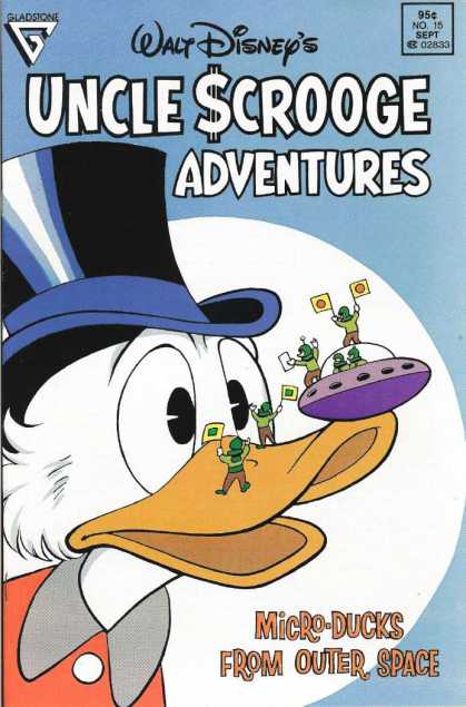 Uncle Scrooge Adventures 15 - Uncle Scrooge - Top Hat - Micro-ducks From Outer Space - Flying Saucer - Tiny Aliens Holding Flags