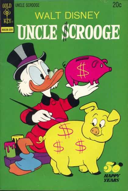 Uncle Scrooge 107 - Disney - Gold Key - Piggy Bank - Dollar Sign - 20 Cents
