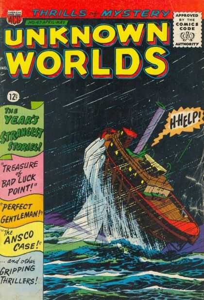 Unknown Worlds 47 - Approved By The Comics Code - Thrills Of Mystery - Water - Ship - Hand