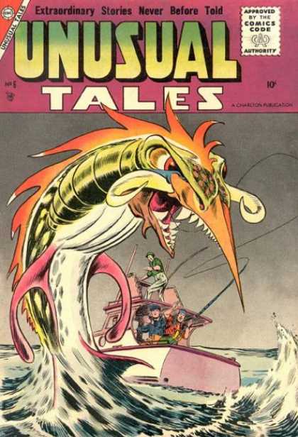 Unusual Tales 6 - Approved By The Comics Code - Monster - Boat - Man - Water