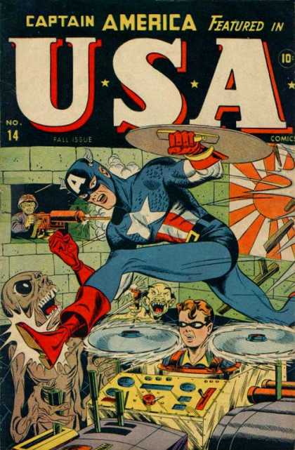 USA Comics 14 - Captain America - Machine Gun - Japanese - Buzzsaw - Skeleton