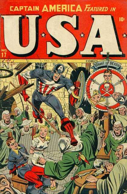 USA Comics 17 - Captain America - Captives - Knives - Wheel Of Death - Guns