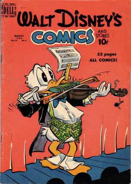 Walt Disney's Comics and Stories 114 - Violin - Sheet Music - Harmonica - Curtain - Stage