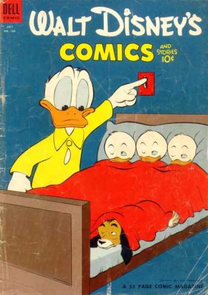 Walt Disney's Comics and Stories 166 - Donald Duck - Nephews - Dog - Bed - Light Switch