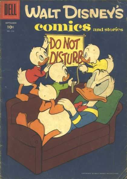 Walt Disney's Comics and Stories 216 - Donald Duck - Couch - Dell - Pillow - Do Not Disturb