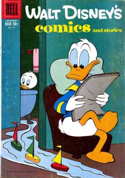 Walt Disney's Comics and Stories 218 - Donald Duck - Bath Time - Flood The Tub - Tub Toys - Sailing Ships