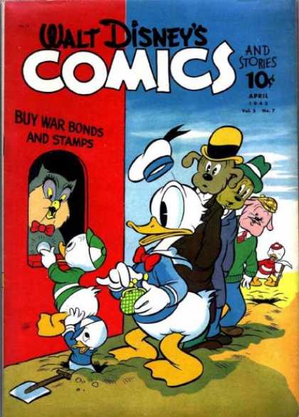 Walt Disney's Comics and Stories 31 - Donald Duck - Buy War Bonds And Stamps - 10u00a2 - Owl - Ticket Window