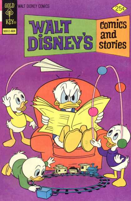 Walt Disney's Comics and Stories 427 - Newspaper - Paper Airplane - Juggling Balls - Toy Train - Donald Duck