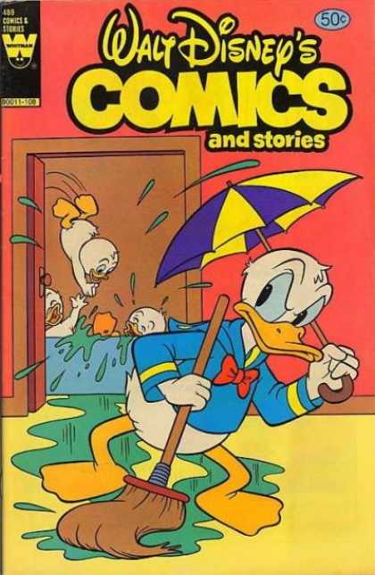 Walt Disney's Comics and Stories 489 - Donald Duck - Puddles - Mop - Umbrella - Nephews In Bathtub