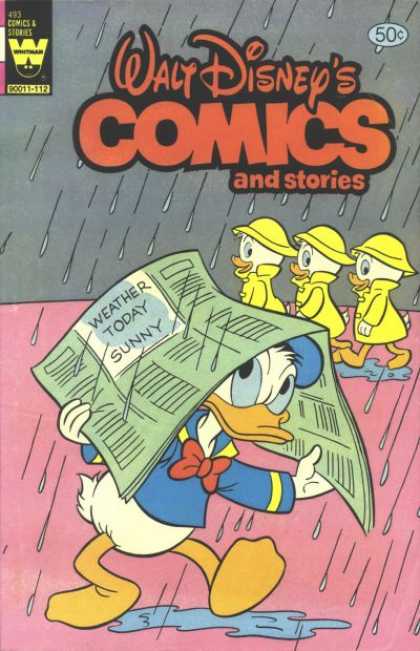 Walt Disney's Comics and Stories 493 - Ducks - Rain - Newspaper - Raincoats - Puddle