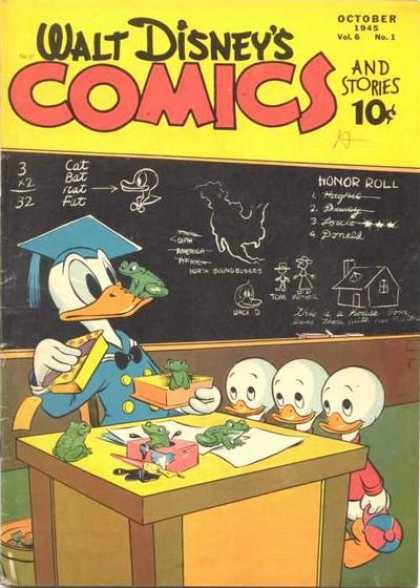 Walt Disney's Comics and Stories 61 - Croak On The Beak - Leap And Learn - Darling Ducklings - Teacher In Terror - Frogs In The Box