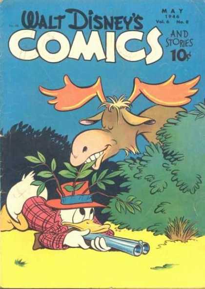 Walt Disney's Comics and Stories 68 - Moose - Eating Leaves - Donald Duck - Bush - Rifle