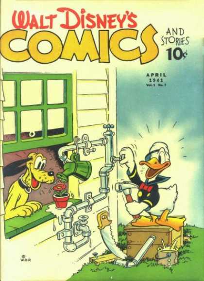 Walt Disney's Comics and Stories 7 - Donald Duck - Pluto - Hammer - Watering Can - Flower