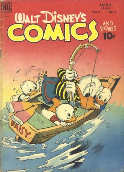 Walt Disney's Comics and Stories 93 - Fishing Pole - Ocean - Paddles - June 1942 - Fishing Hook