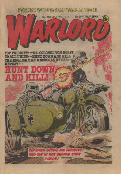 Warlord (Thomson) 198 - Packed With Great War Action - Hunt Down And Kill - Top Priority - Motor Bike - Every Thursday