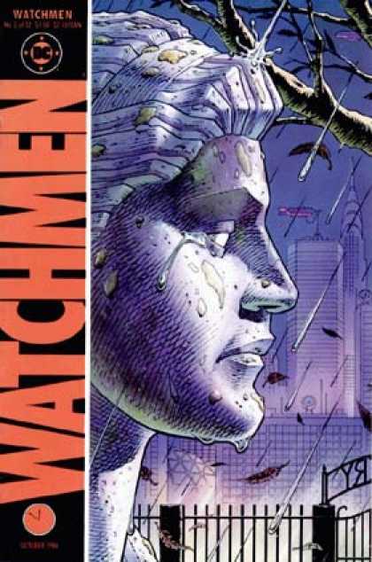Watchmen 2 - Tree - Rain - Fence - Tall Buildings - Statue - Dave Gibbons