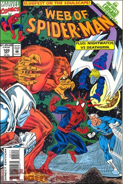 Web of Spider-Man 105 - Slugfest On The Soulscape - An Infinity Crusade Crossover - Nightwatch - Deathgrin - Quicksilver - Bob Wiacek