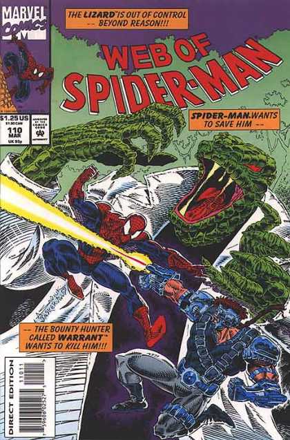 Web of Spider-Man 110 - Marvel Comics - Comics Code - The Bounty Hunter - Warrant - Direct Edition