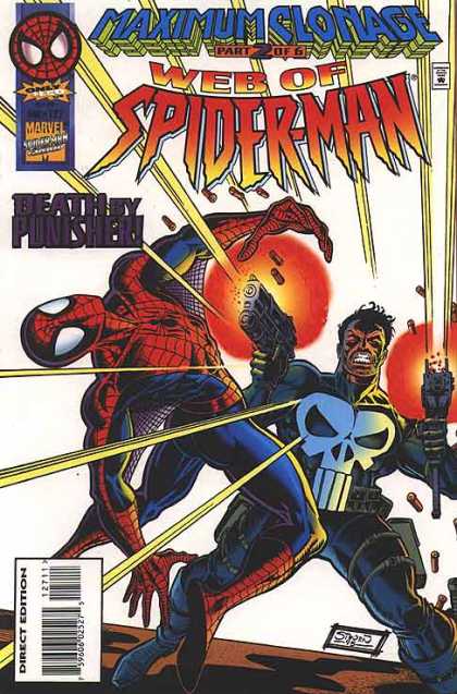 Web of Spider-Man 127 - Maximum Clonage Part 2 Of 6 - Web Of Spiderman - Death By Punisher - Punisher And Spiderman - Marvel Comics